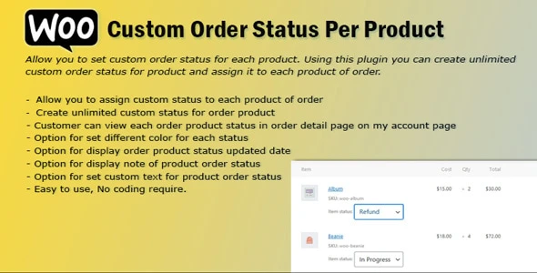 WooCommerce Order Status Per Product